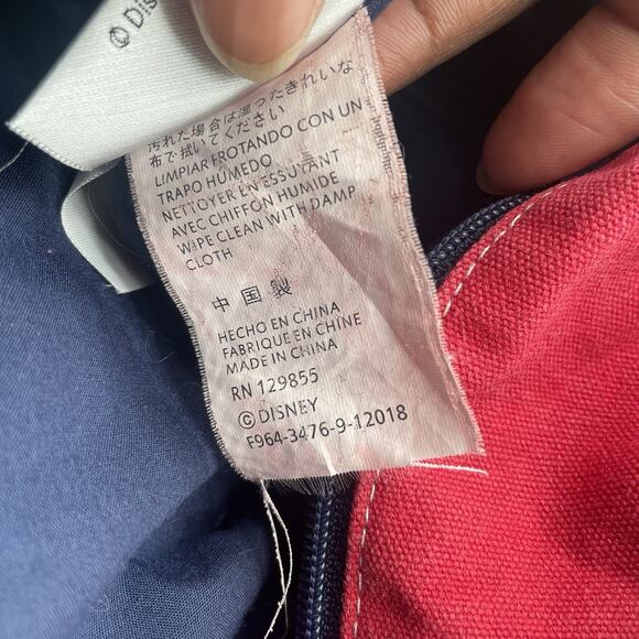 Disney Cruise Line Red Blue Canvas Tote Bag w/Zipper Closure Pockets 21 x 14" - Picture 13 of 13